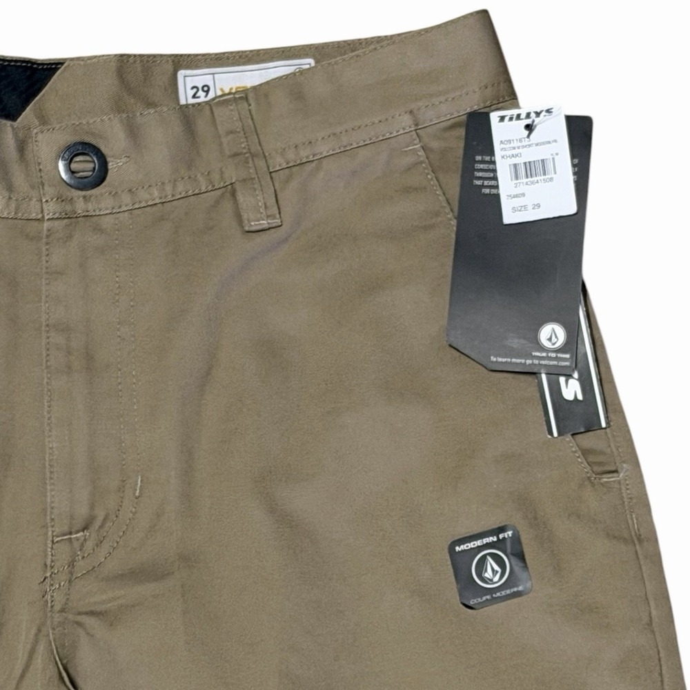 Volcom Shorts Mens Size 29 Khaki Modern Fit Flat Front Chino Recycled Skate NWT - Picture 2 of 10